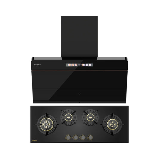 Hafele 90 cm Wall Mounted Chimney TERESA NEO I-90 BLDC + Hafele 100 cm 4 Burner Hob Altius Plus Series ALTIUS PLUS 000