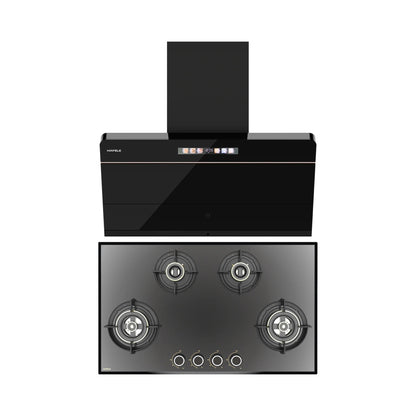 Hafele 90 cm Wall Mounted Chimney TERESA NEO I-90 BLDC + Hafele 86 cm 4 Burner Hob Altius Series ALTIUS FS 490