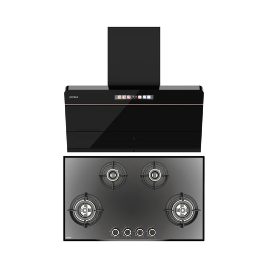 Hafele 90 cm Wall Mounted Chimney TERESA NEO I-90 BLDC + Hafele 86 cm 4 Burner Hob Altius Series ALTIUS FS 490