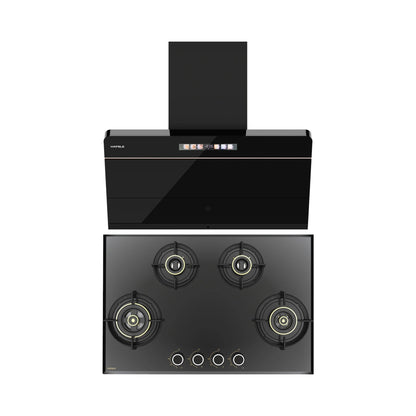 Hafele 90 cm Wall Mounted Chimney TERESA NEO I-90 BLDC + Hafele 78 cm 4 Burner Hob Altius Series ALTIUS FS 480