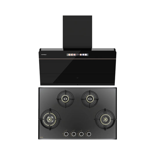 Hafele 90 cm Wall Mounted Chimney TERESA NEO I-90 BLDC + Hafele 78 cm 4 Burner Hob Altius Series ALTIUS FS 480
