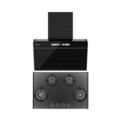 Hafele 75 cm Wall Mounted Chimney TERESA NEO I-75 BLDC + Hafele 78 cm 4 Burner Hob Altius Series ALTIUS FS 480