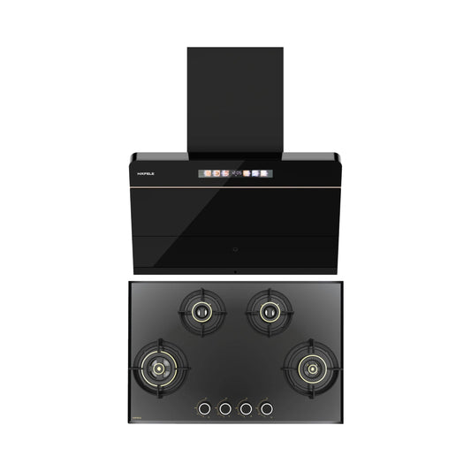 Hafele 75 cm Wall Mounted Chimney TERESA NEO I-75 BLDC + Hafele 78 cm 4 Burner Hob Altius Series ALTIUS FS 480