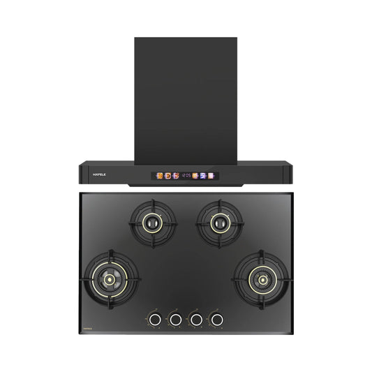 Hafele 75 cm Wall Mounted Chimney TERESA T-75 BLDC + Hafele 78 cm 4 Burner Hob Altius Series ALTIUS FS 480