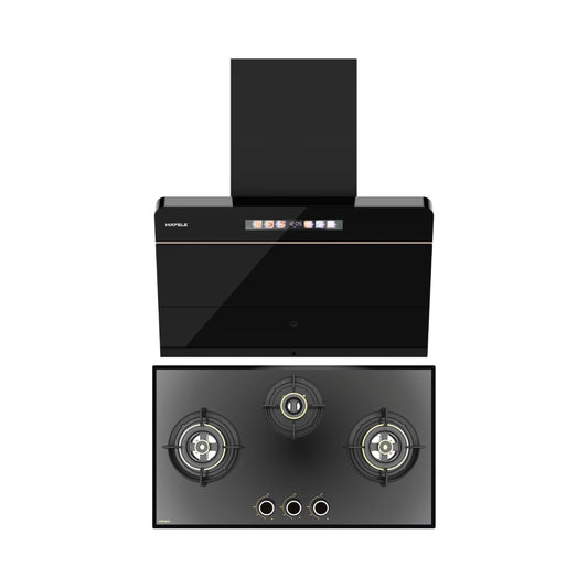 Hafele 75 cm Wall Mounted Chimney TERESA NEO I-75 BLDC + Hafele 78 cm 3 Burner Hob Altius Series ALTIUS FS 378