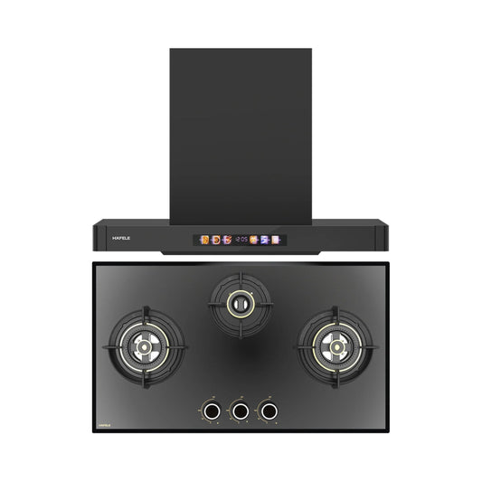 Hafele 75 cm Wall Mounted Chimney TERESA T-75 BLDC + Hafele 78 cm 3 Burner Hob Altius Series ALTIUS FS 378