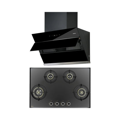 Hafele 90 cm Wall Mounted Chimney AELLA 90 + Hafele 78 cm 4 Burner Hob Altius Series ALTIUS FS 480