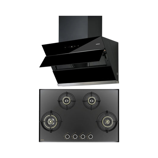 Hafele 90 cm Wall Mounted Chimney AELLA 90 + Hafele 78 cm 4 Burner Hob Altius Series ALTIUS FS 480