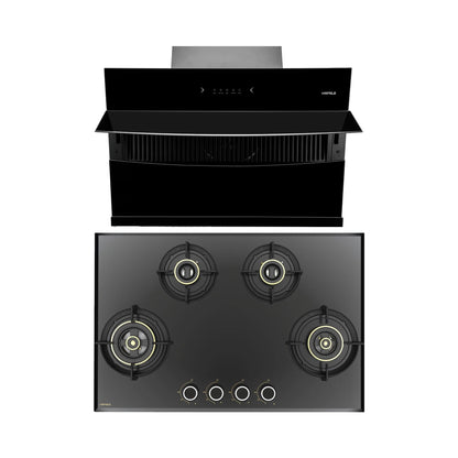 Hafele 90 cm Wall Mounted Chimney RHINE 90 + Hafele 78 cm 4 Burner Hob Altius Series ALTIUS FS 480
