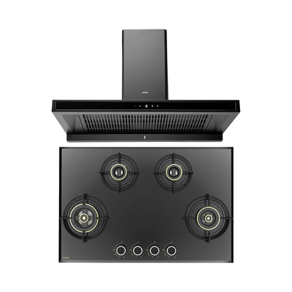 Hafele 90 cm Wall Mounted Chimney DATURA NEO 90 + Hafele 78 cm 4 Burner Hob Altius Series ALTIUS FS 480