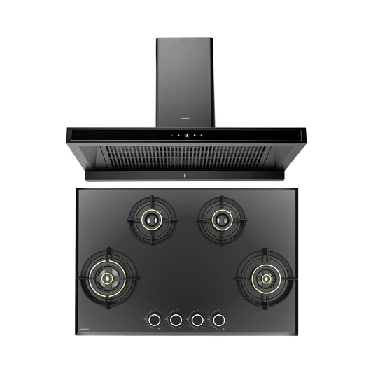 Hafele 90 cm Wall Mounted Chimney DATURA NEO 90 + Hafele 78 cm 4 Burner Hob Altius Series ALTIUS FS 480