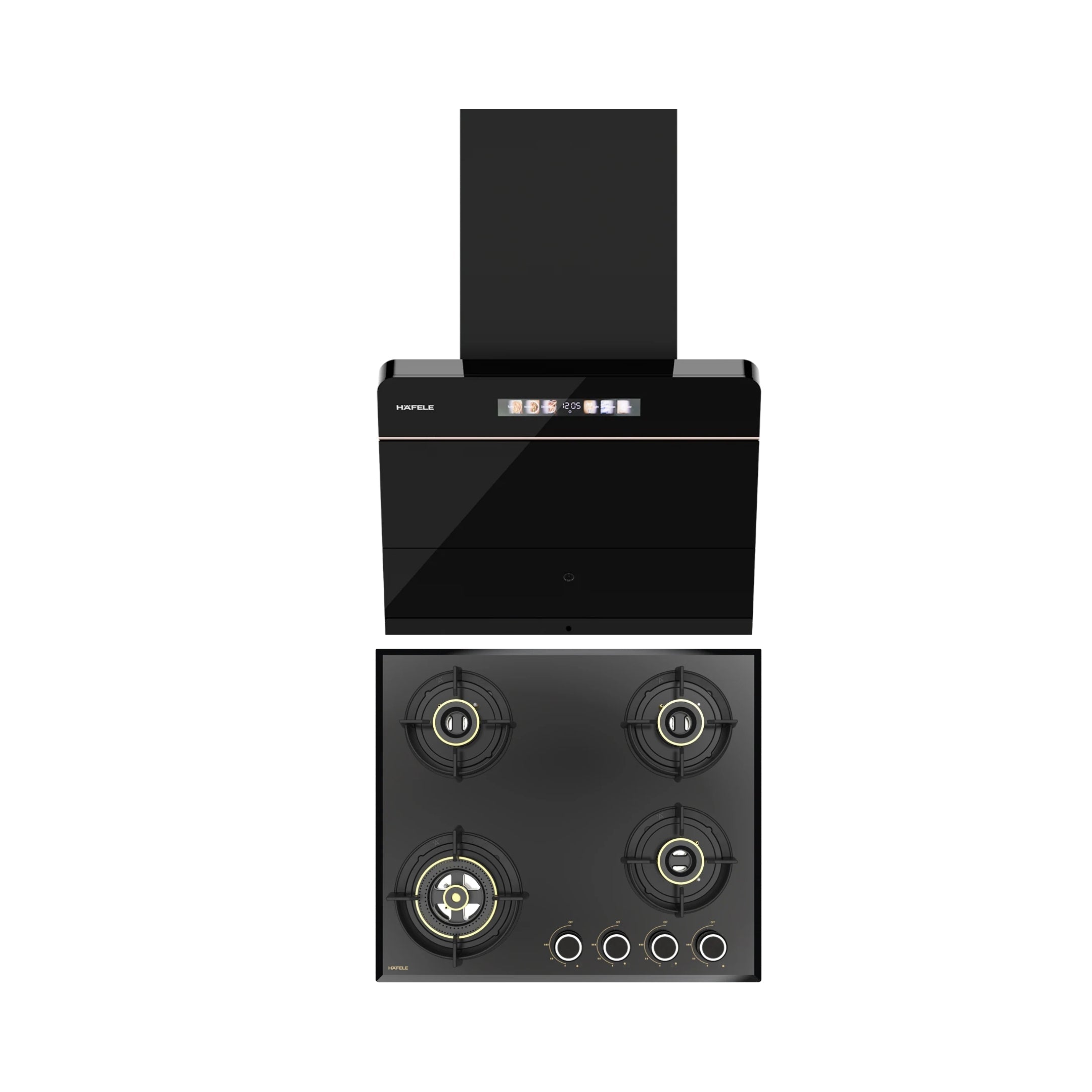 Hafele 60 cm Wall Mounted Chimney TERESA NEO I-60 BLDC + Hafele 60 cm 4 Burner Hob Altius Series ALTIUS FS 460