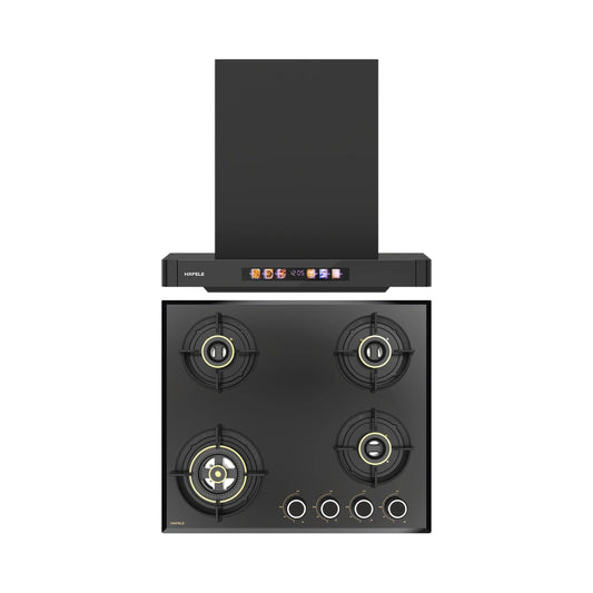 Hafele 60 cm Wall Mounted Chimney TERESA T-60 BLDC + Hafele 60 cm 4 Burner Hob Altius Series ALTIUS FS 460