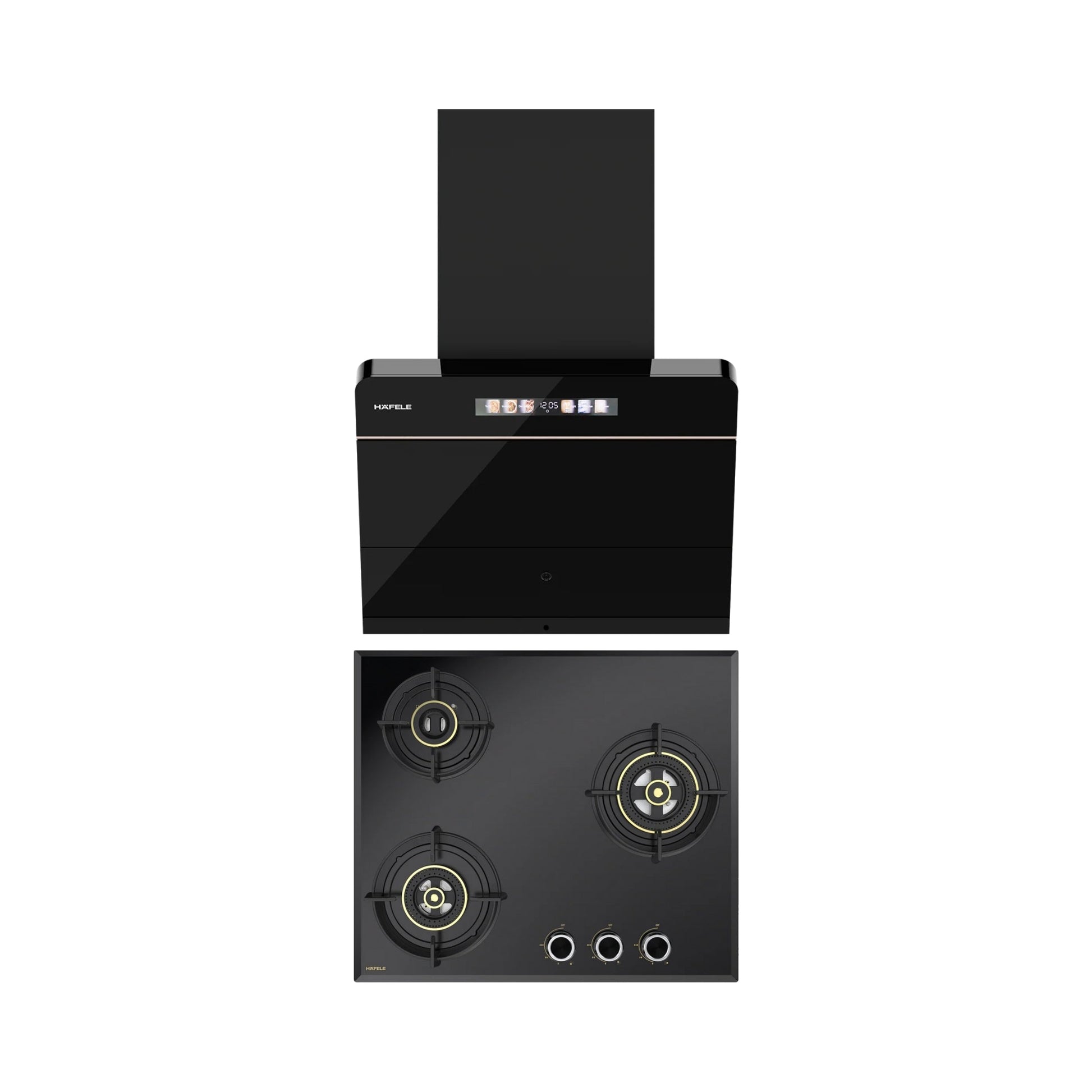 Hafele 60 cm Wall Mounted Chimney TERESA NEO I-60 BLDC + Hafele 60 cm 3 Burner Hob Altius Series ALTIUS FS 360