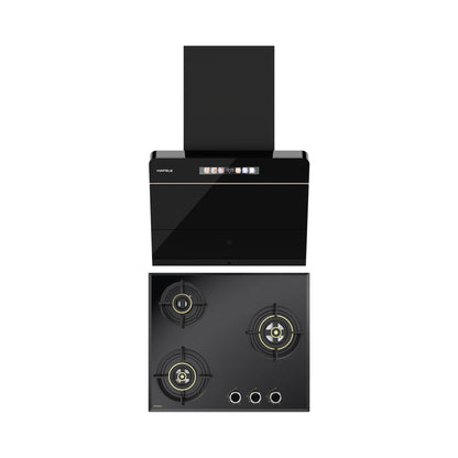 Hafele 60 cm Wall Mounted Chimney TERESA NEO I-60 BLDC + Hafele 60 cm 3 Burner Hob Altius Series ALTIUS FS 360