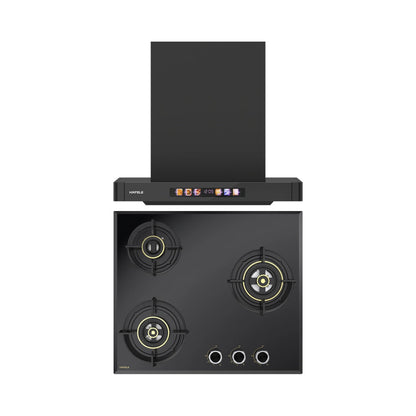 Hafele 60 cm Wall Mounted Chimney TERESA T-60 BLDC + Hafele 60 cm 3 Burner Hob Altius Series ALTIUS FS 360