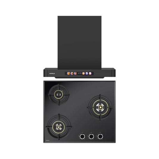 Hafele 60 cm Wall Mounted Chimney TERESA T-60 BLDC + Hafele 60 cm 3 Burner Hob Altius Series ALTIUS FS 360