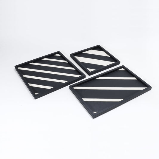 HarmonyStripe Opulence Leather Decorative Tray