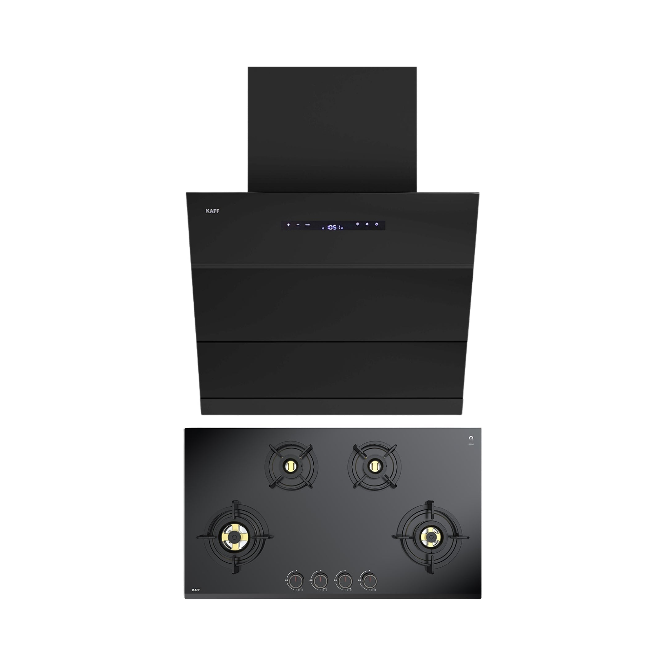Kaff 75 cm Wall Mounted Chimney LYNN 75 DC BLDC + Kaff 80 cm 4 Burner Hob Infra INF 804