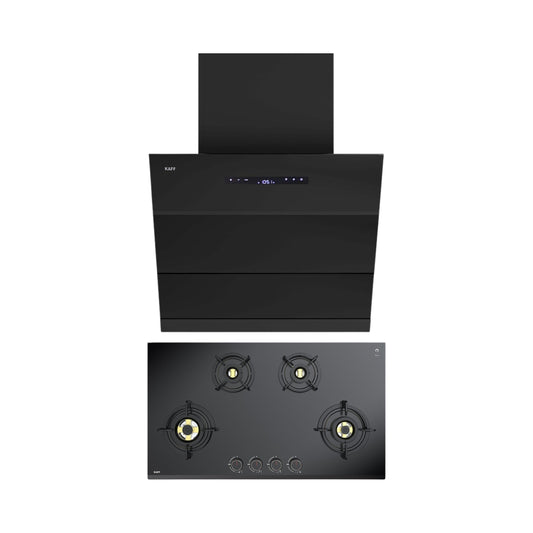 Kaff 75 cm Wall Mounted Chimney LYNN 75 DC BLDC + Kaff 80 cm 4 Burner Hob Infra INF 804