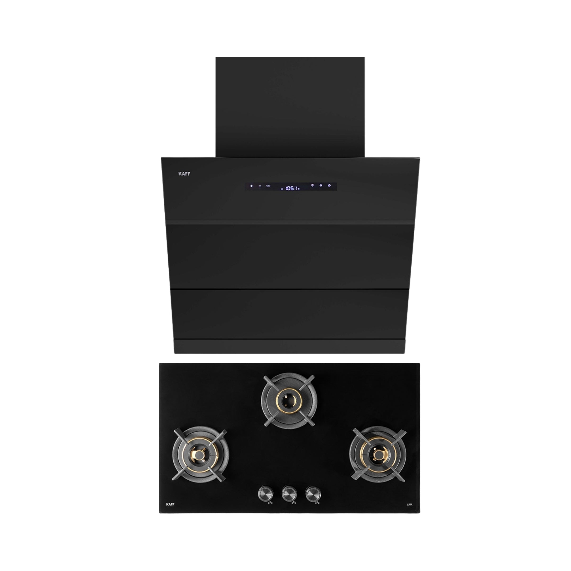 Kaff 90 cm Wall Mounted Chimney LYNN 90 DC BLDC + Kaff 90 cm 4 Burner Hob Ashford Series ASF 94M