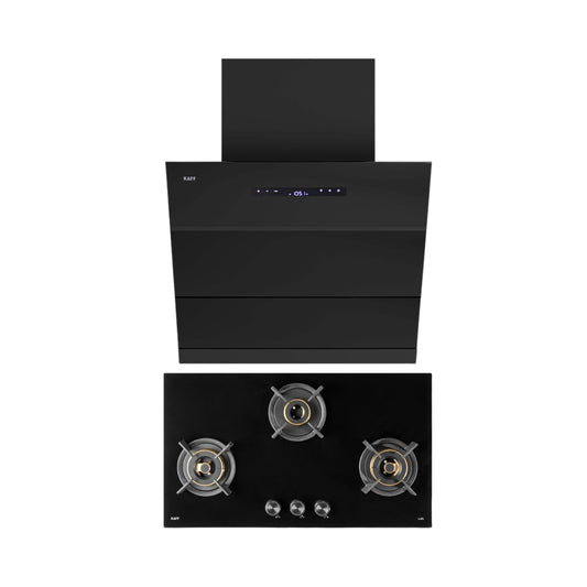 Kaff 90 cm Wall Mounted Chimney LYNN 90 DC BLDC + Kaff 90 cm 4 Burner Hob Ashford Series ASF 94M