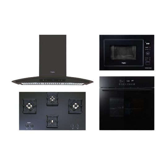 Whirlpool Chimney + Hob + Oven + Microwave Combo WHCHOM-12