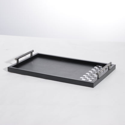 Monochrome Opulence Handwoven Leather Decorative Tray