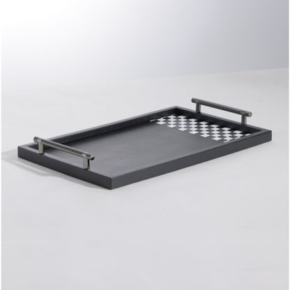 Monochrome Opulence Handwoven Leather Decorative Tray