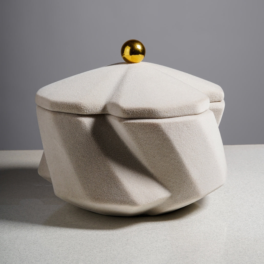 Refined Beige Resin File Coating Storage Jar