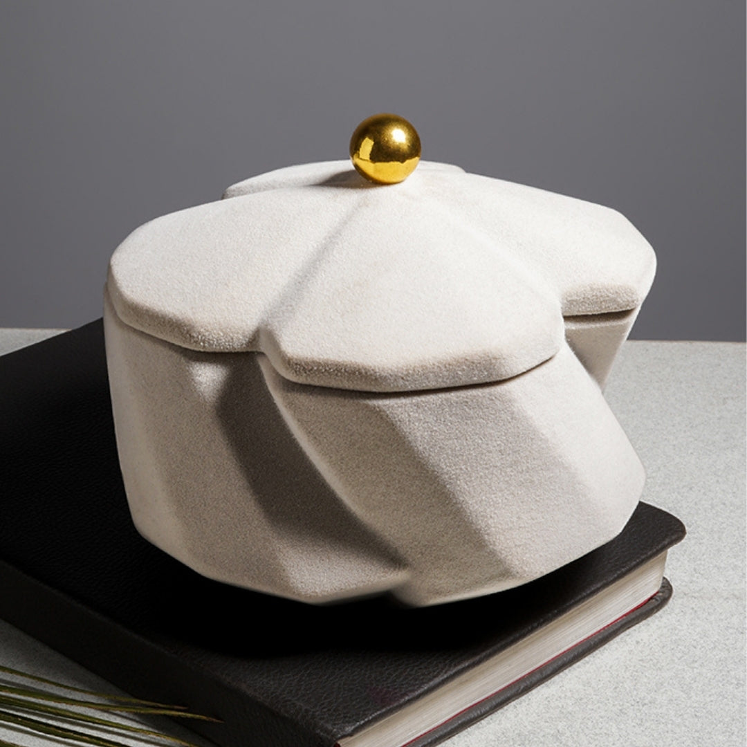 Refined Beige Resin File Coating Storage Jar
