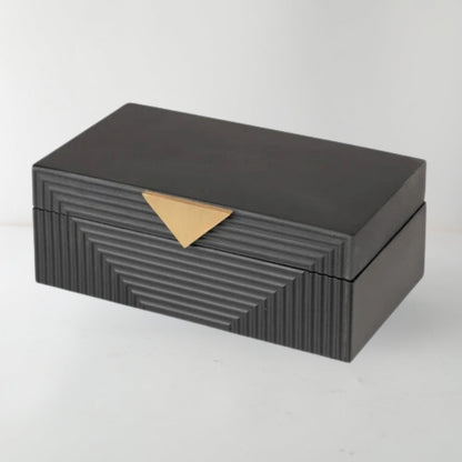 Sleek Black Resin and Metal Storage Box