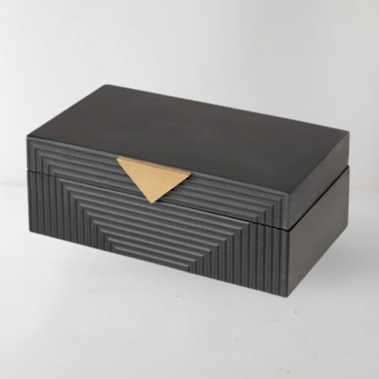 Sleek Black Resin and Metal Storage Box
