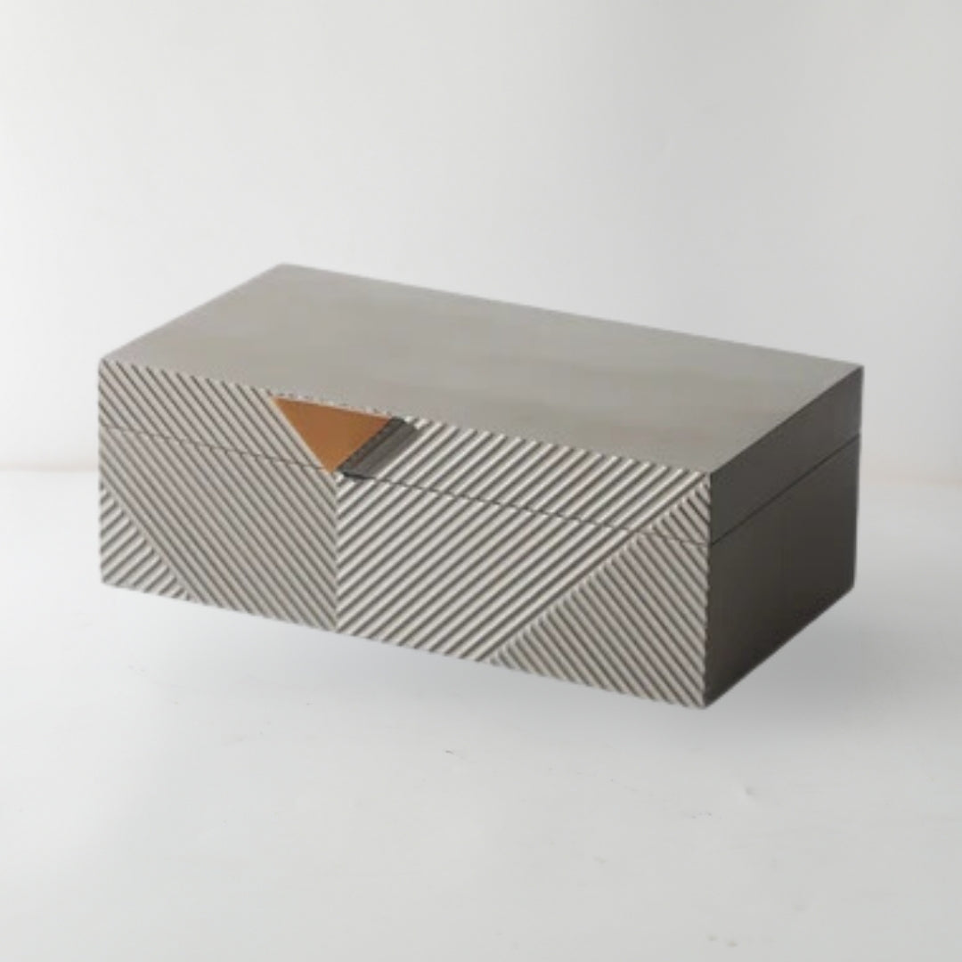 Sleek Grey Resin and Metal Storage Box