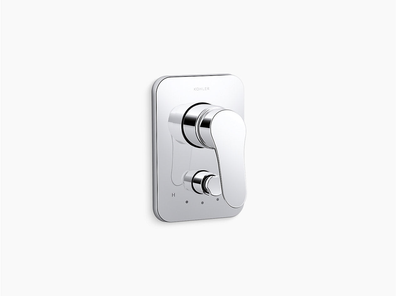 Slim recessed 40 mm mixing valve bath and shower trim with single handle  K-33111IN-4FP-CP