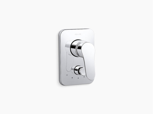 Slim recessed 40 mm mixing valve bath and shower trim with single handle  K-33111IN-4FP-CP