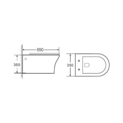 Hindware Wall Mounted White Closet WC Agnese 92572 WHITE with P-Trap