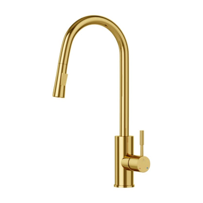 Artize Table Mounted Pull-Down Kitchen Sink Mixer FLO2 AKF-77175B with Extractable Hand Shower Spout in Full Gold Finish