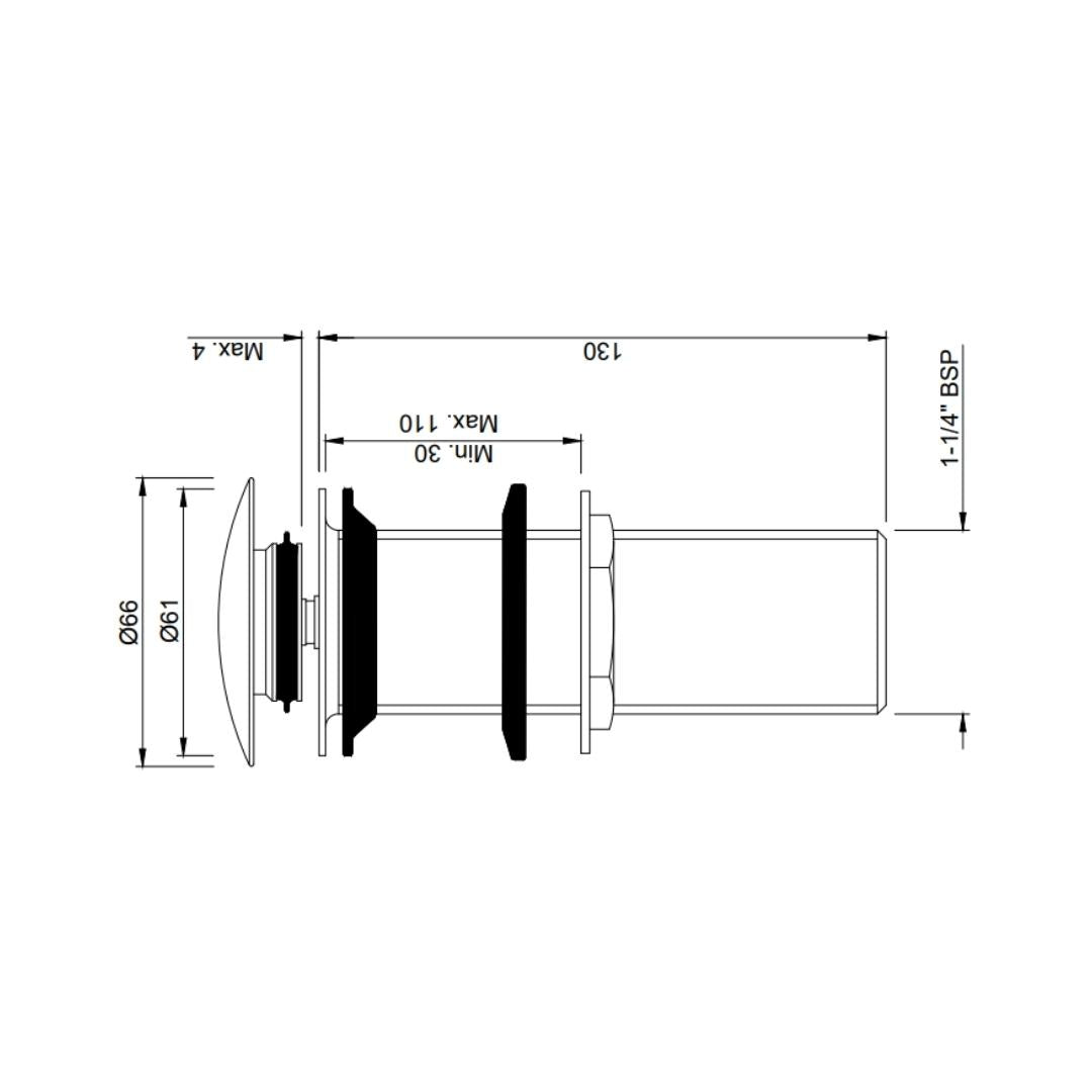 Jaquar 5 inches Pop-Up Waste Coupling ALD 727L130 - Black Chrome