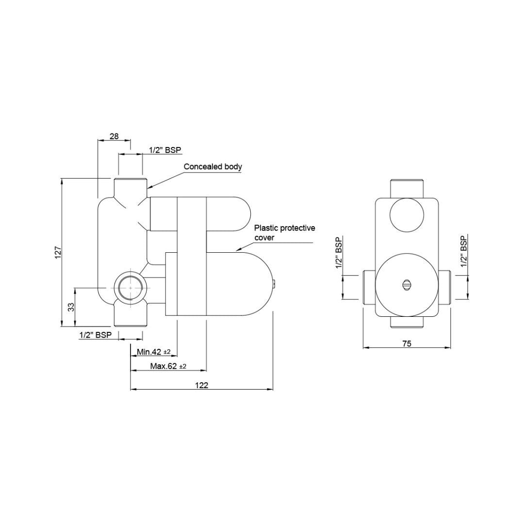 Jaquar 2 Way Diverter Valve Allied ALD-CHR-065M - Chrome