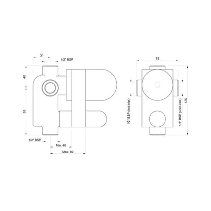 Jaquar 2 Way Diverter Valve Allied ALD-CHR-075 - Chrome