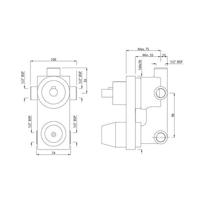Jaquar 3 Way Diverter Valve Aquamax ALD-CHR-783N - Chrome