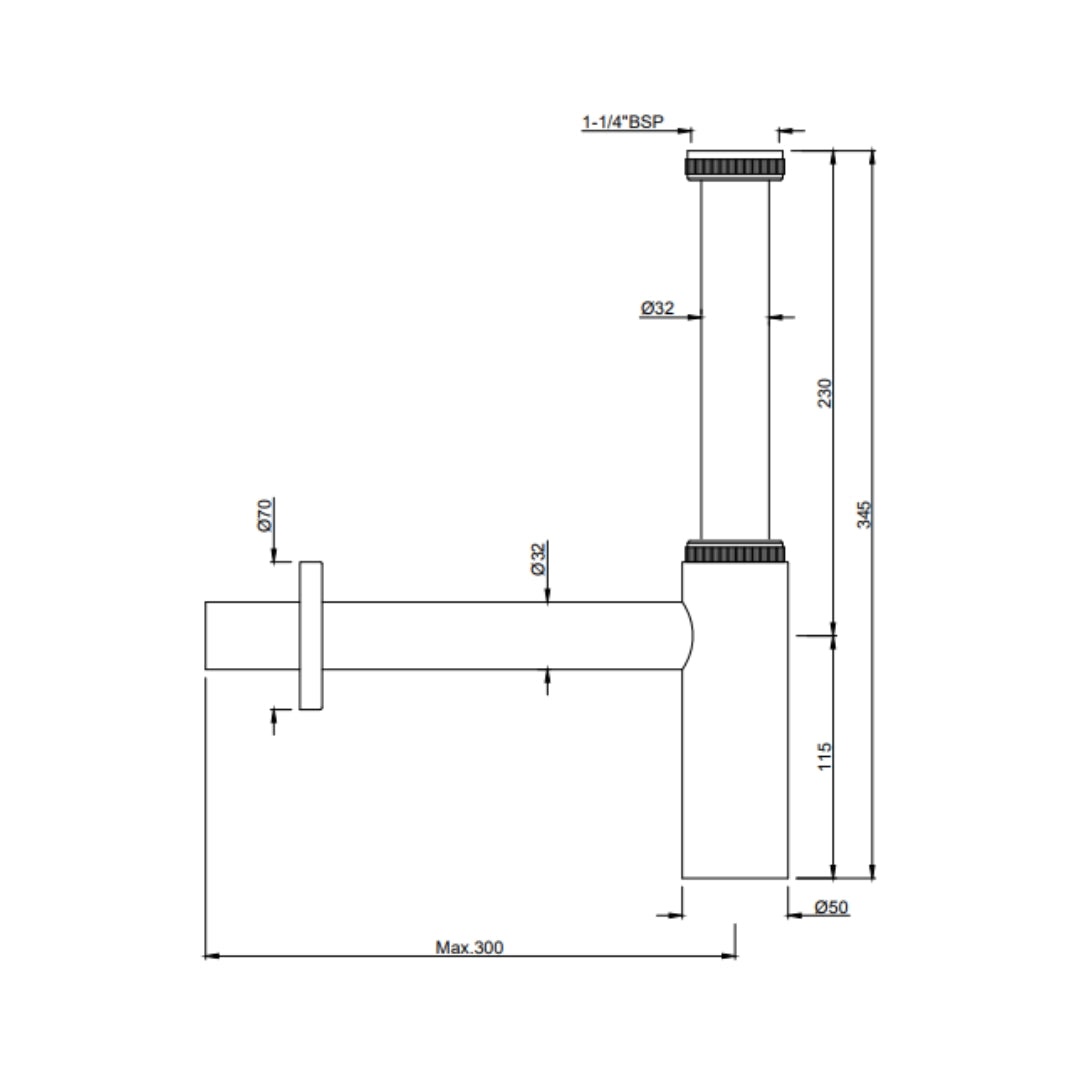 Jaquar 12 Inch Bottle Trap Allied ALD-GRF-769L300X190 - Graphite