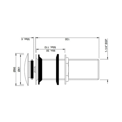 Jaquar 5 inches Pop-Up Waste Coupling ALD 727L130 - Stainless Steel
