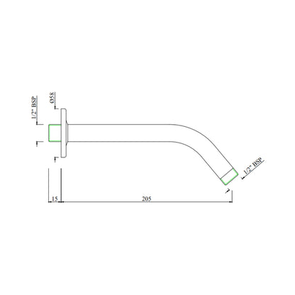 Essco Wall Mounted Round 240 mm Shower Arm ALE-CHR-536A - Chrome