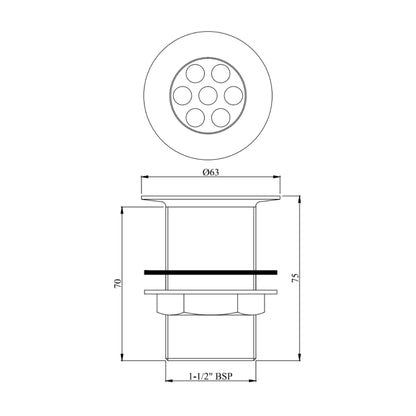 Essco 2 inches Regular Waste Coupling ALE-544NFT - Chrome