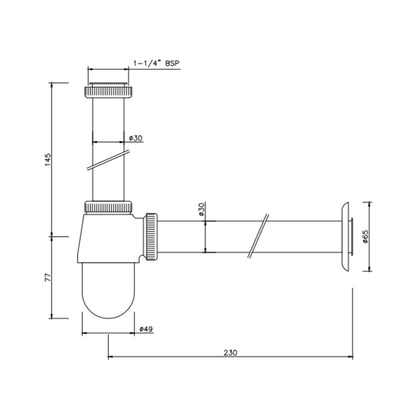 Essco 7 Inch Bottle Trap Allied ALE-CHR-773ML190X125 - Chrome