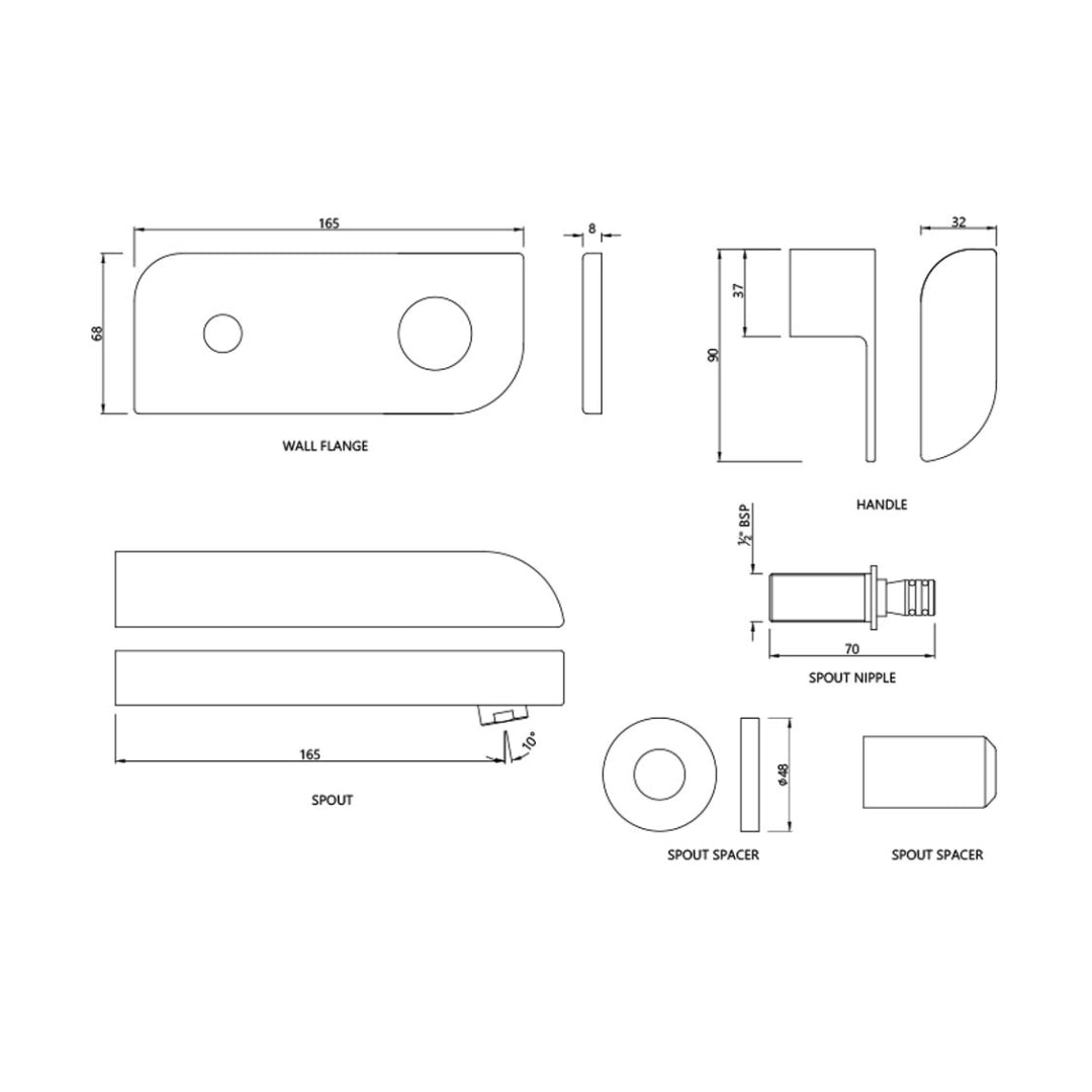 Jaquar Wall Mounted Basin Tap Alive ALI-BCH-85441K - Black Chrome