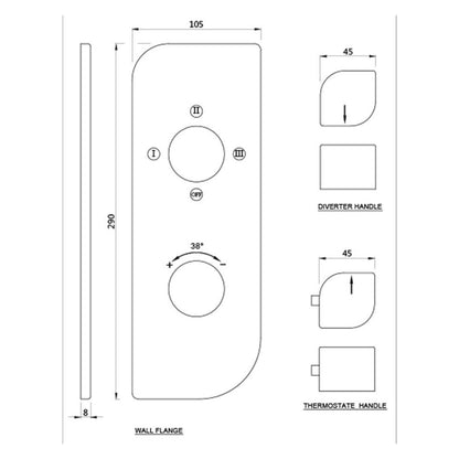 Jaquar 3 Way Thermostatic Diverter Alive ALI-GRF-85683 Normal Flow - Graphite Finish