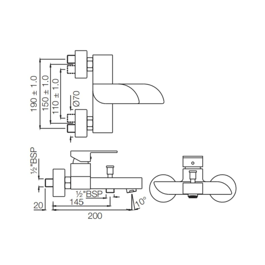 Jaquar 2 Way Wall Mixer Alive ALI-WHM-85119 Normal Flow - White Matt Finish